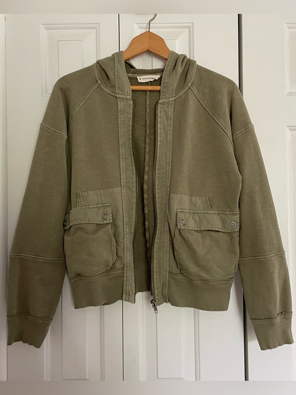 Lucky Brand Women's Olive Green Zip Up Hoodie